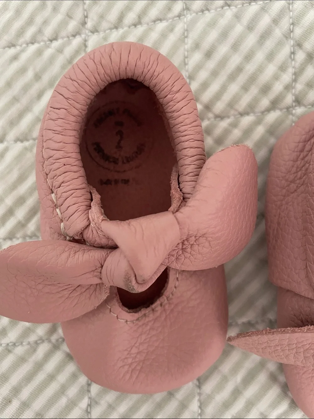 Freshly Picked Pink Bow Baby Moccasins 🎀